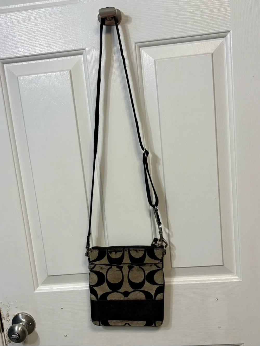 Coach Black and Tan Signature Crossbody